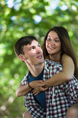 Obraz premium Happy young couple outdoor