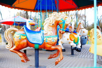 old children's carousel in the park