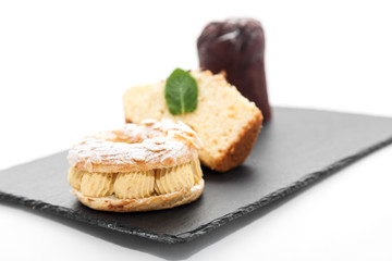 Cake  with chocolate isolated on white background