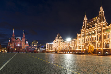 Red square at night, Moscow