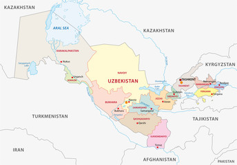 Obraz premium uzbekistan administrative map