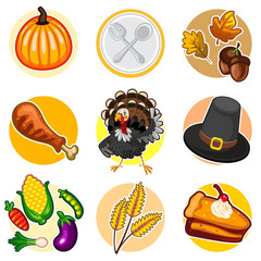 Happy Thanksgiving Sticker Icon Set