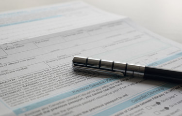 Fototapeta premium Application of Canadian passport