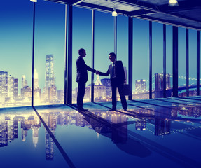 Business People Hand Shake Office City Concepts