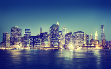 Concepts de nuit panoramique de la ville de New York