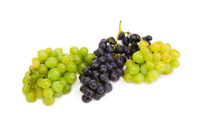 Bunch of white and black grapes.