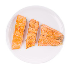 Fried salmon fillet on plate