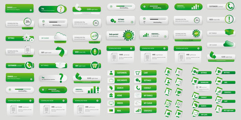 Green big button pack - obrazy, fototapety, plakaty