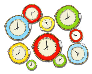 Multicoloured Group of Clock Isolated