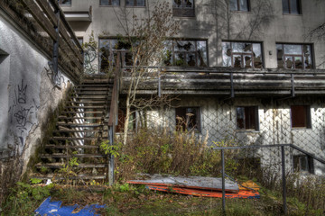 stairway to destroyed hostel