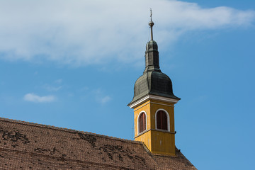 Medieval Church Rooftop On Blue Sky