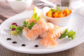 langoustine and vegetables