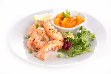 grilled langoustine and vegetable
