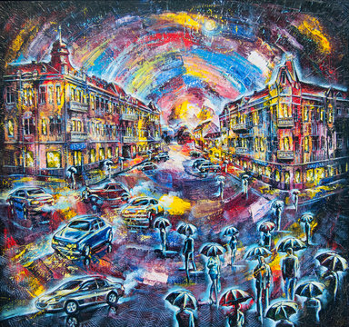 graphic picture of the oil city of night