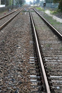 railroad tracks on the outskirts of the town