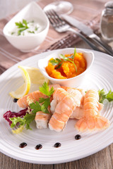 langoustine and vegetables