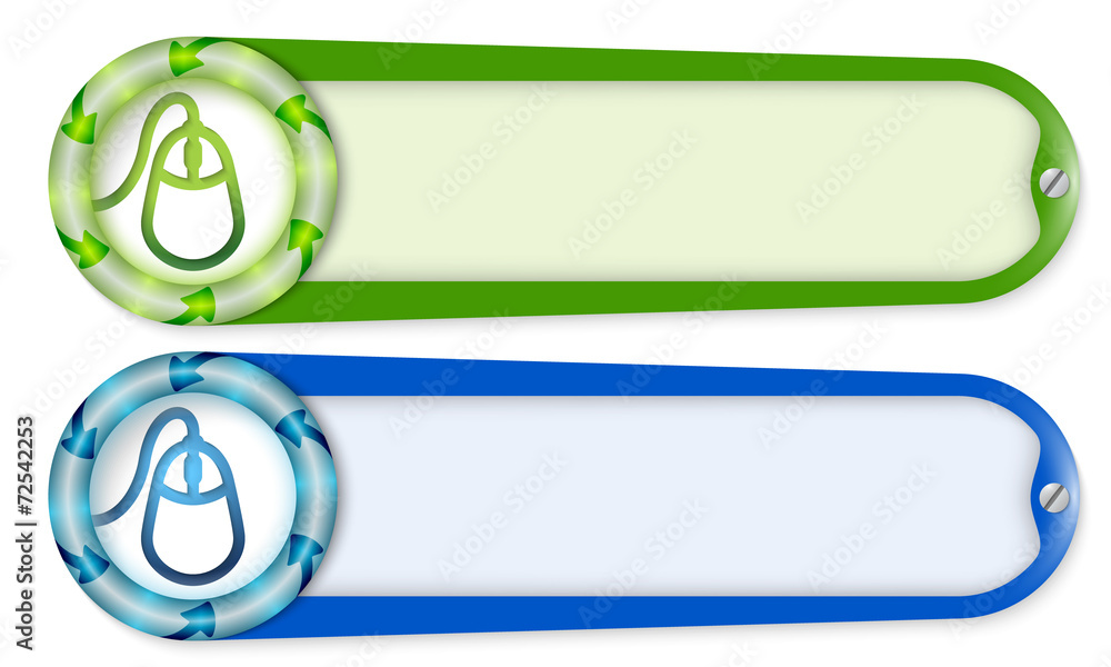 Fototapete set of two buttons with arrows and mouse icon