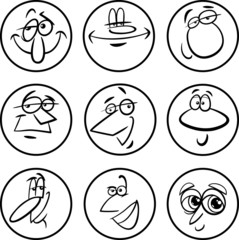 characters faces cartoon illustration set