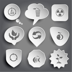 recycling bin, radiation symbol, life in hands, recycle symbol,