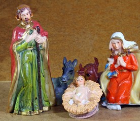 Fototapeta premium Baby Jesus in the Manger of the crib at Christmas