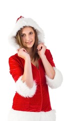 Woman wearing sexy christmas clothes