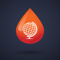Blood drop icon with a world globe