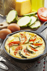 Omelette with zucchini and tomatoes