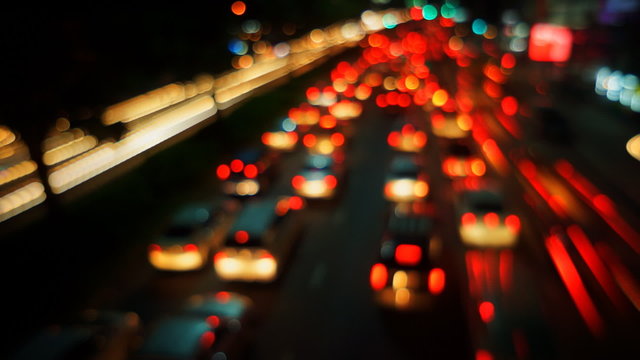 Out-of-focus timelapse traffic