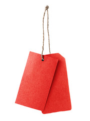Red blank price tag isolated on white background