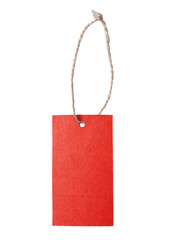 Red blank price tag isolated on white background