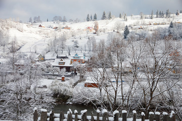 Winter day in the Village. Vorokhta, Ukraine