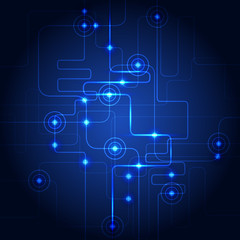 Abstract hi-tech circuit blue background. Vector illustration.