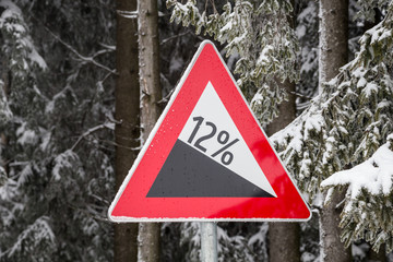 Warnschild Gefaelle