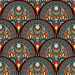 Seamless Ornate Ethnic Pattern (Vector). Hand Drawn Texture