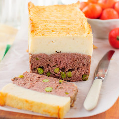 Meatloaf Topped with Cheesy Mashed Potato