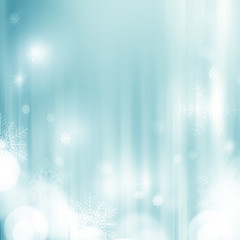 Abstract Christmas background with snowflakes and bokeh lights