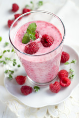 fresh fruit yogurt with berries in glass