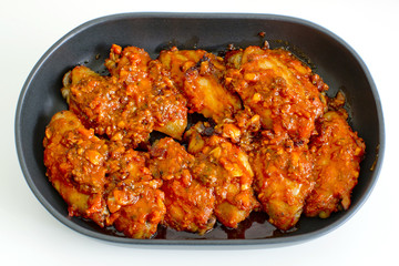 Fried Chicken New Orleans.sweet and spicy isolated on white back