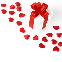 Gifts boxes with textile hearts, valentines day concept