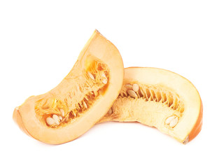 Two pumpkin slice pieces composition