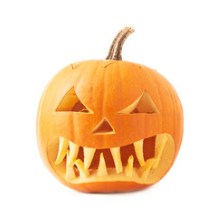 Jack-o'-lanterns orange pumpkin head isolated