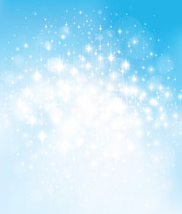 Vector abstract blue bokeh stars background.