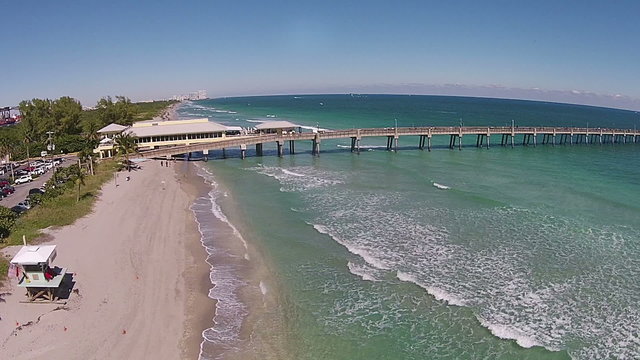 Fishing pier in South Florida aerial view