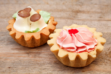Set of cakes with butter cream