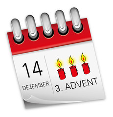 Kalender rot 14 Dezember 3. Advent 2014