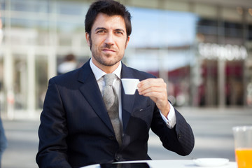 Businessman drinking a coffee