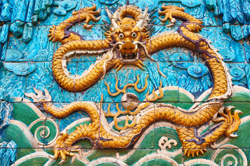 Nine Dragon Wall Forbidden City Beijing China