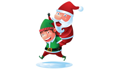 Fototapeta premium Santa and Elf in Christmas