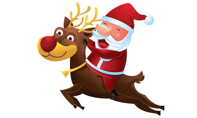 Santa riding a reindeer