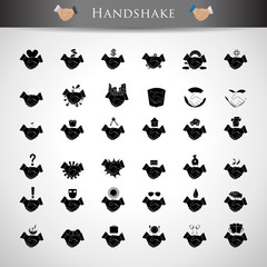 Handshake Icons Set - Isolated On Gray Background